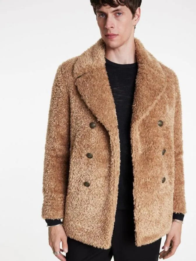 Men Coats And Jackets John Varvatos HARDEN PEACOAT Sand Heather