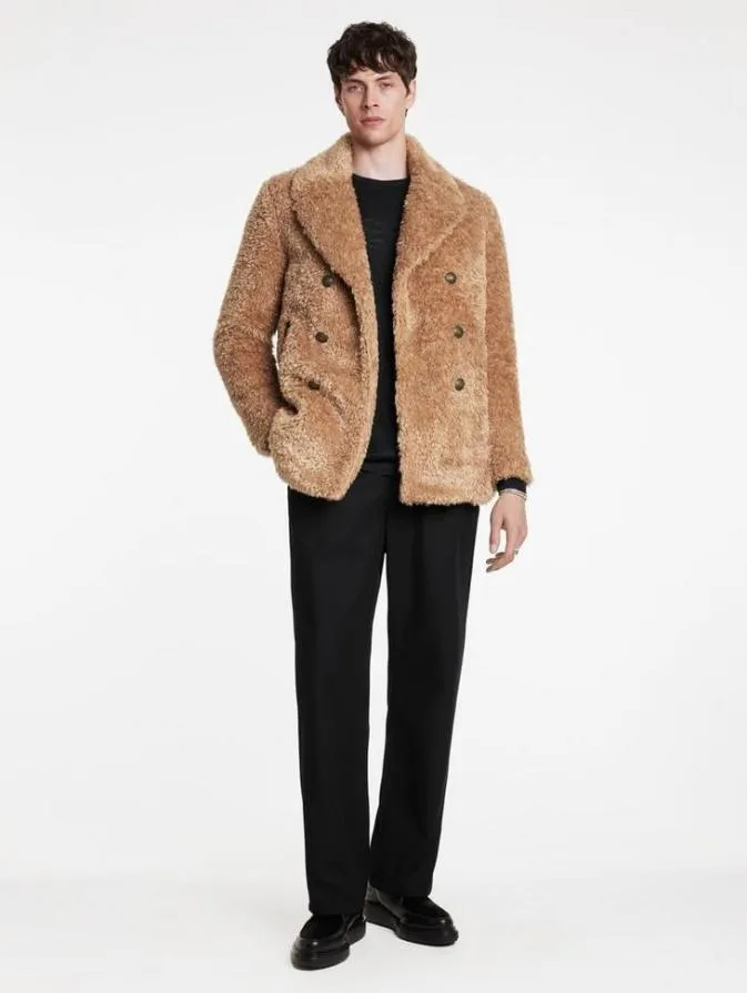 Men Coats And Jackets John Varvatos HARDEN PEACOAT Sand Heather
