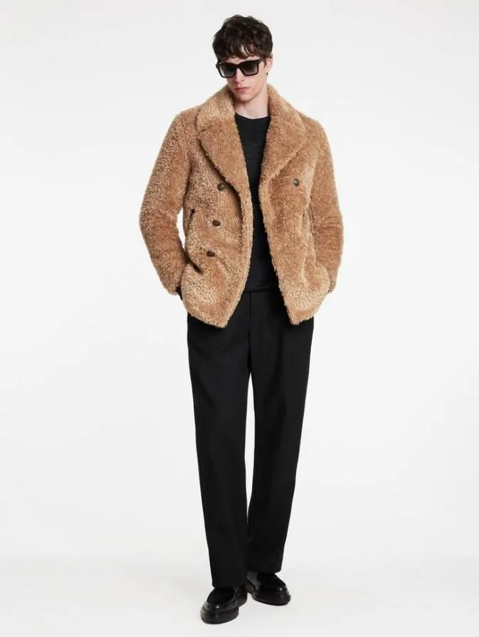 Men Coats And Jackets John Varvatos HARDEN PEACOAT Sand Heather