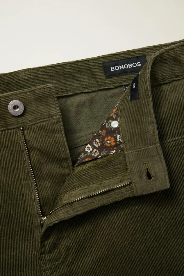 Men Corduroy 5Pocket Pants Dark Olive Green Bonobos 5Pocket Pants