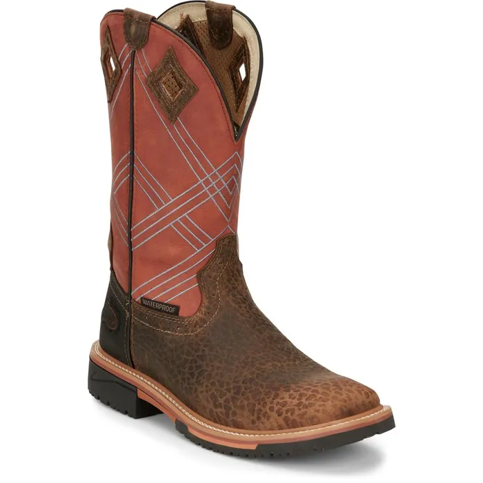 MEN Dalhart 12034 Waterproof Caramel Justin Boots Work