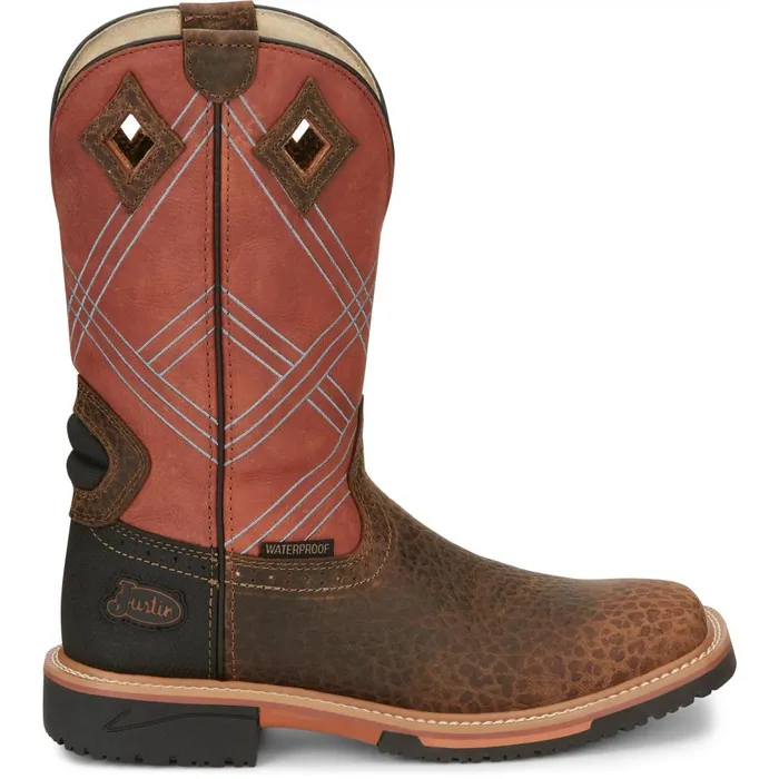 MEN Dalhart 12034 Waterproof Caramel Justin Boots Work