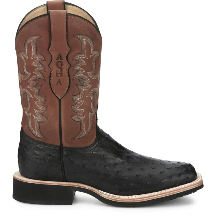 MEN Drover 11034 Full Quill Ostrich Onyx Justin Boots Western