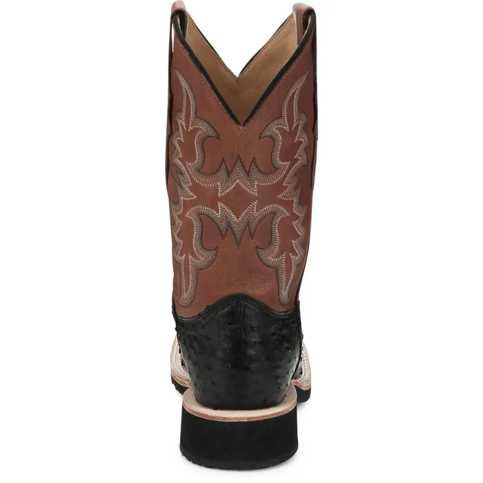 MEN Drover 11034 Full Quill Ostrich Onyx Justin Boots Western
