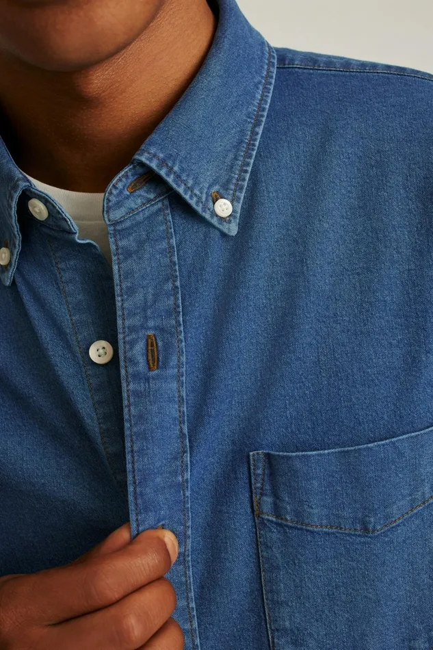 Men Everyday Denim Shirt Medium Blue Wash Bonobos Casual Shirts