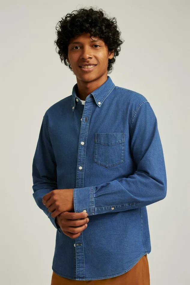 Men Everyday Denim Shirt Medium Blue Wash Bonobos Casual Shirts