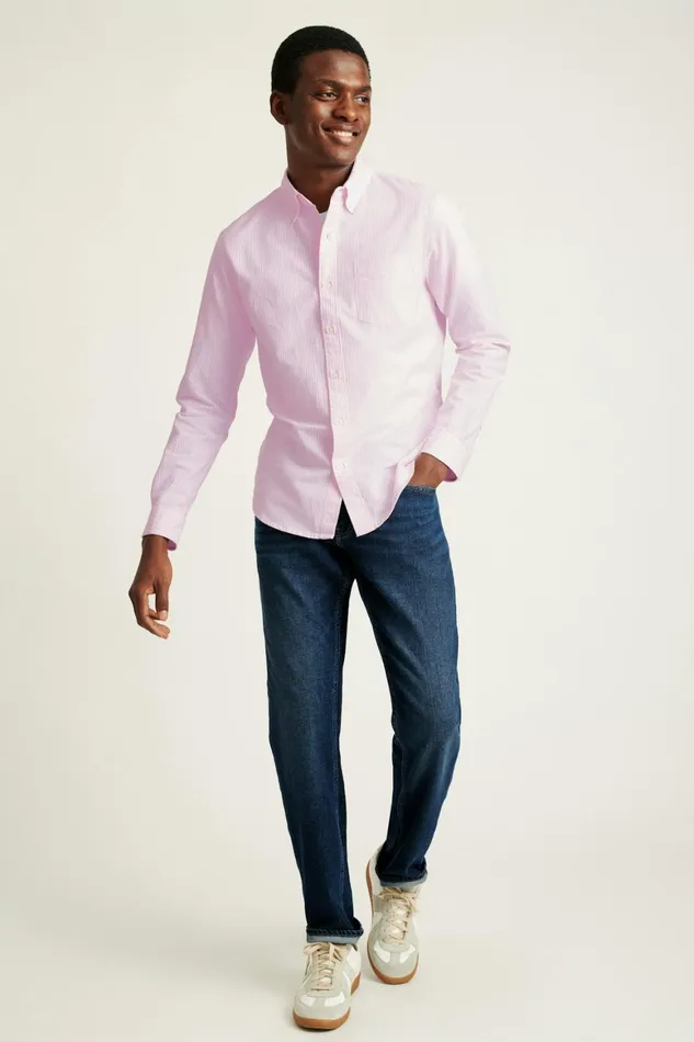 Men Everyday Oxford Shirt Pink Classic Stripe Bonobos Casual Shirts