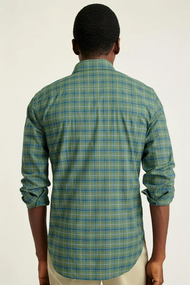 Men Everyday Shirt Forest Green Plaid Bonobos Casual Shirts