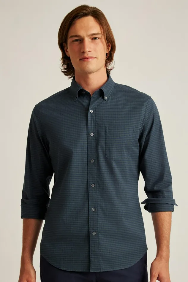 Men Everyday Shirt Navy Green Gingham Bonobos Casual Shirts