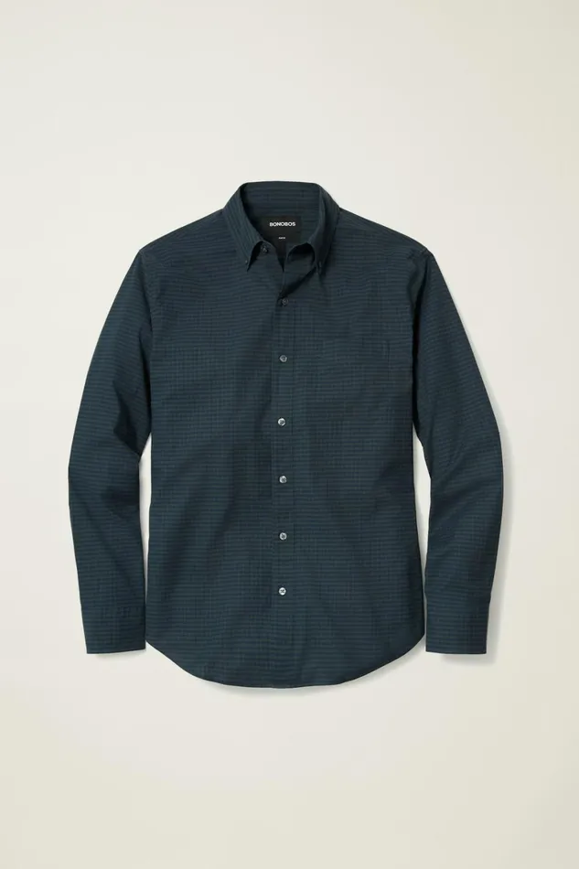 Men Everyday Shirt Navy Green Gingham Bonobos Casual Shirts