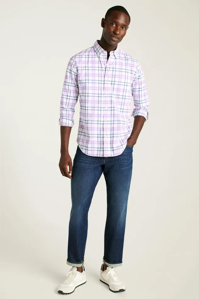 Men Everyday Shirt White Lilac Hutchinson Plaid Bonobos Casual Shirts