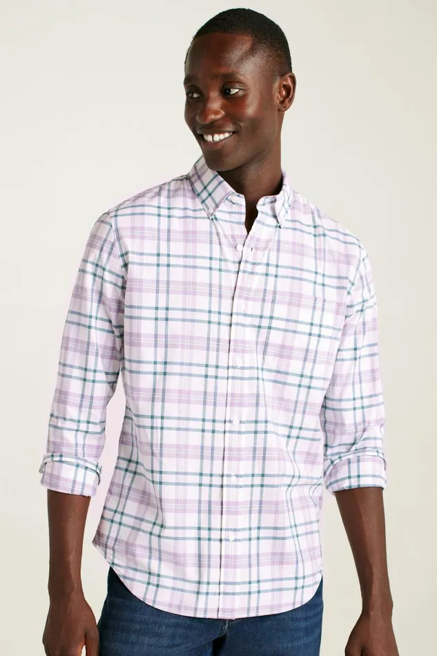 Men Everyday Shirt White Lilac Hutchinson Plaid Bonobos Casual Shirts