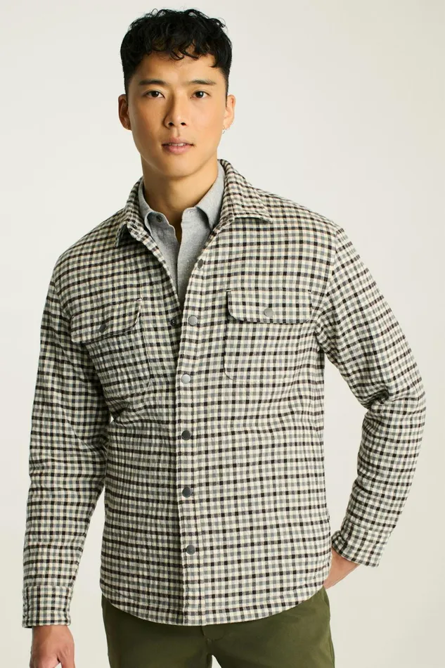 Men Flannel Quilted Jacket Multicolor Gingham Bonobos Overshirts