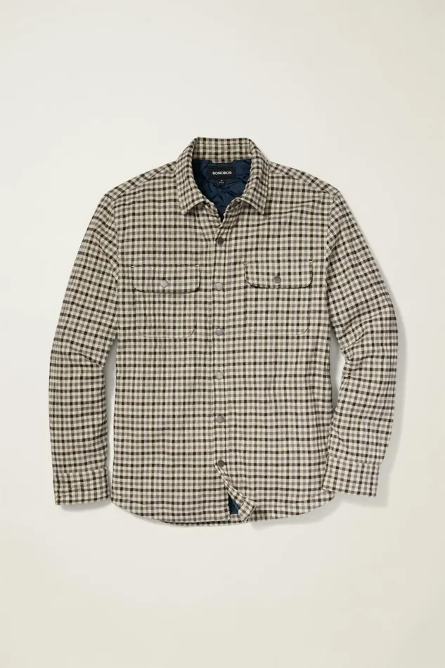 Men Flannel Quilted Jacket Multicolor Gingham Bonobos Overshirts