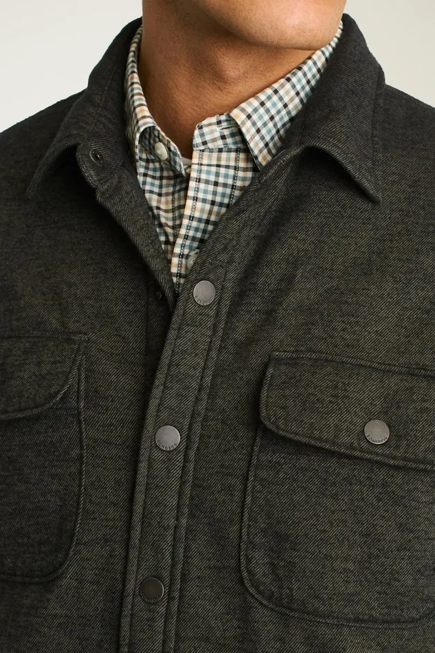 Men Flannel Quilted Jacket Olive Green Twill Dobby Bonobos Overshirts