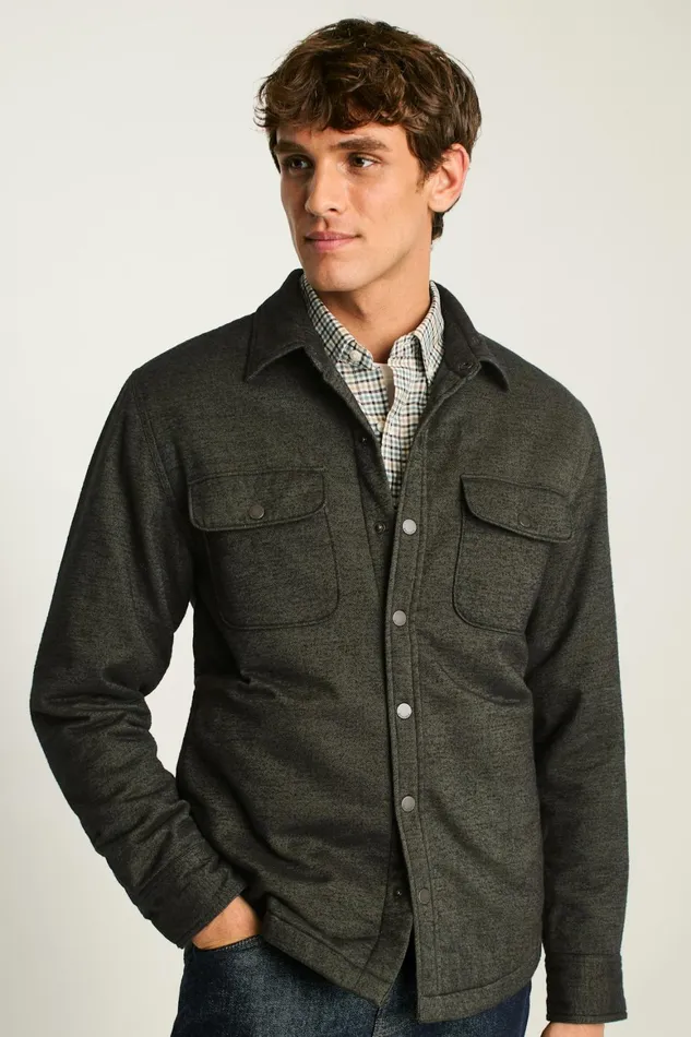 Men Flannel Quilted Jacket Olive Green Twill Dobby Bonobos Overshirts