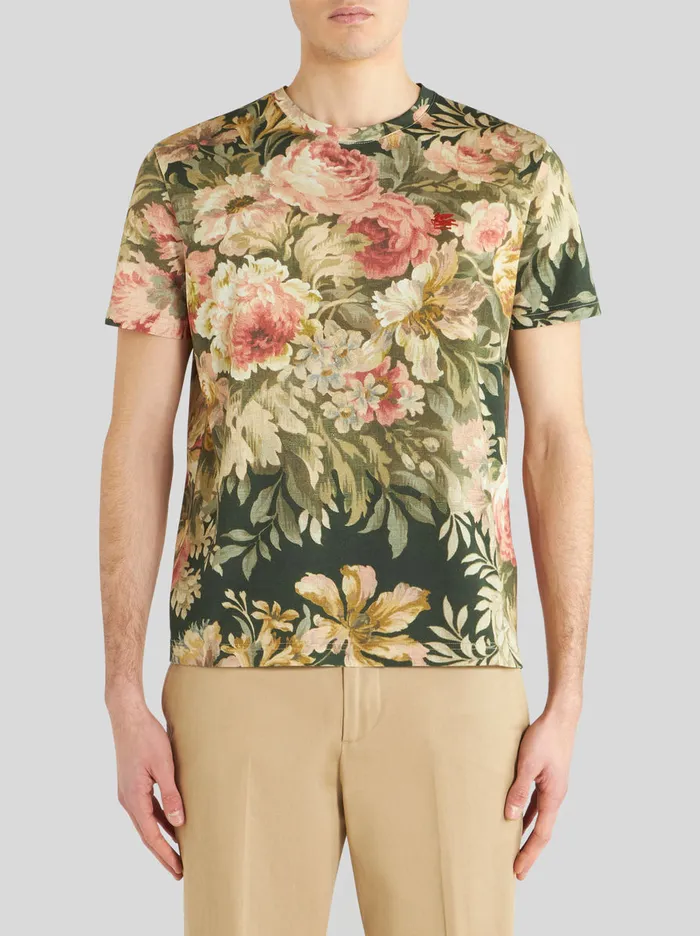 Men Floral Print TShirt Etro TShirts