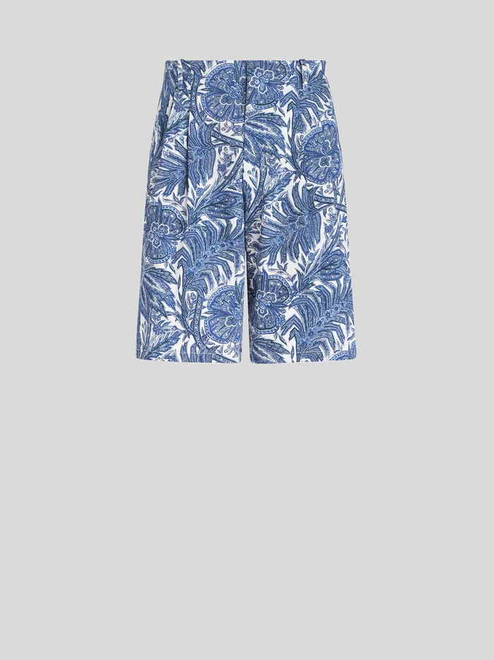 Men Foliage Pattern Bermudas Etro Trousers