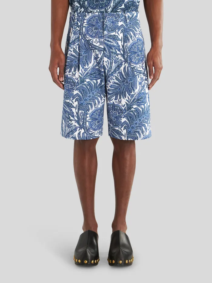 Men Foliage Pattern Bermudas Etro Trousers