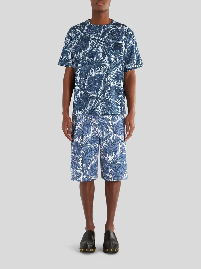 Men Foliage Pattern Bermudas Etro Trousers