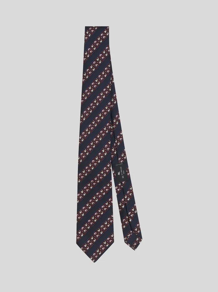 Men Geometric Pattern Regimental Tie Etro Ties And Pocket Squares