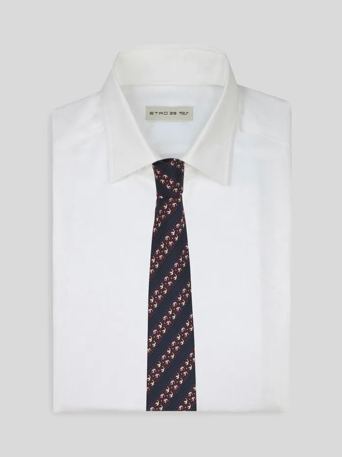 Men Geometric Pattern Regimental Tie Etro Ties And Pocket Squares