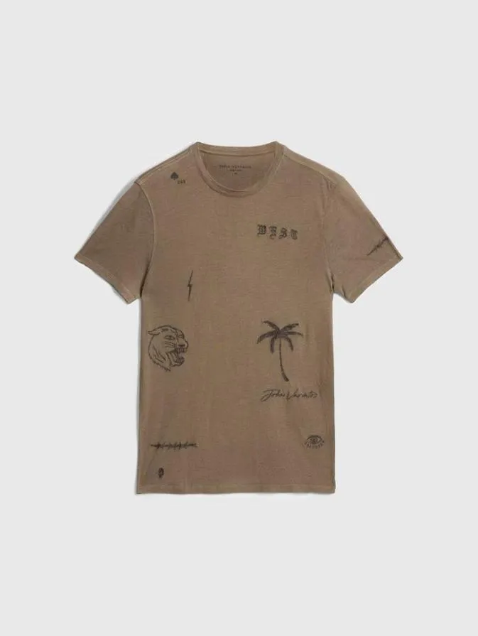 Men Graphic Tees John Varvatos ALLOVER TATTOO TEE Haze