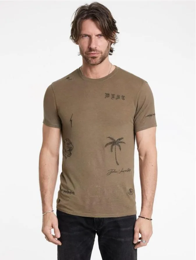 Men Graphic Tees John Varvatos ALLOVER TATTOO TEE Haze