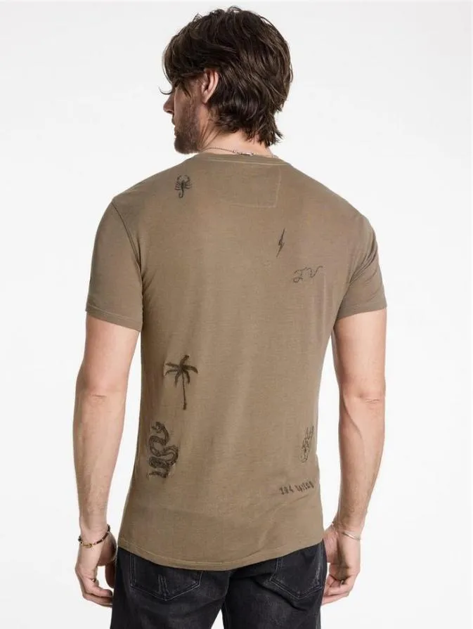 Men Graphic Tees John Varvatos ALLOVER TATTOO TEE Haze