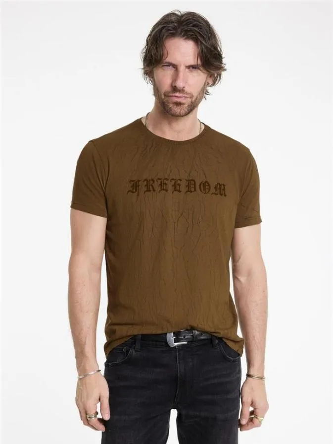 Men Graphic Tees John Varvatos CRACKED FREEDOM TEE Lt Brown