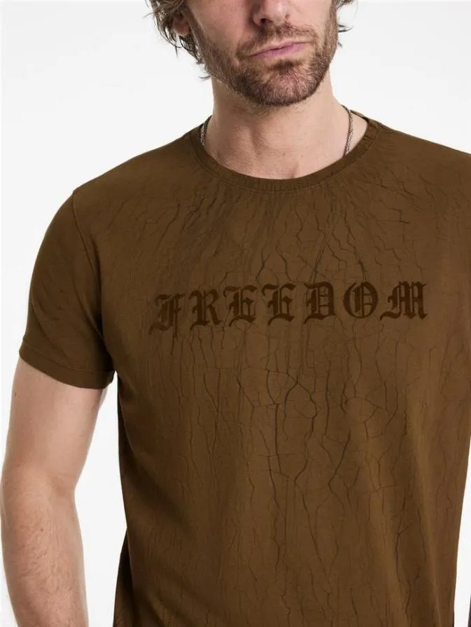 Men Graphic Tees John Varvatos CRACKED FREEDOM TEE Lt Brown