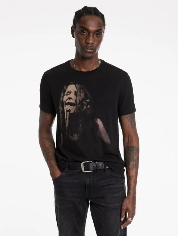Men Graphic Tees John Varvatos JANIS JOPLIN TEE Black