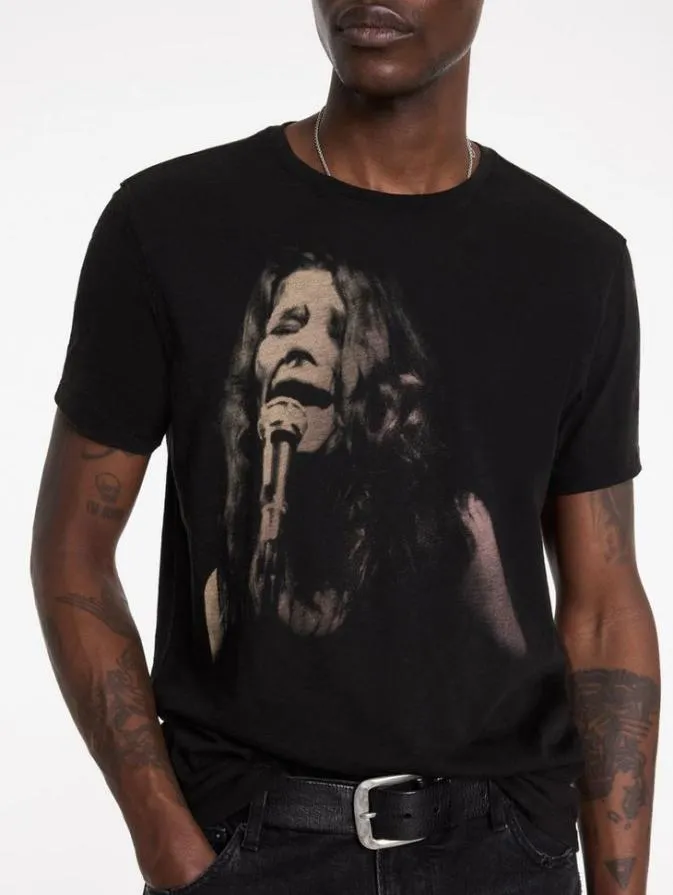 Men Graphic Tees John Varvatos JANIS JOPLIN TEE Black
