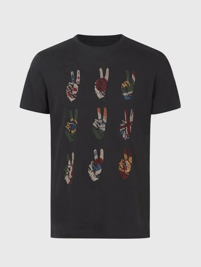 Men Graphic Tees John Varvatos MULTI PEACE HAND TEE Black