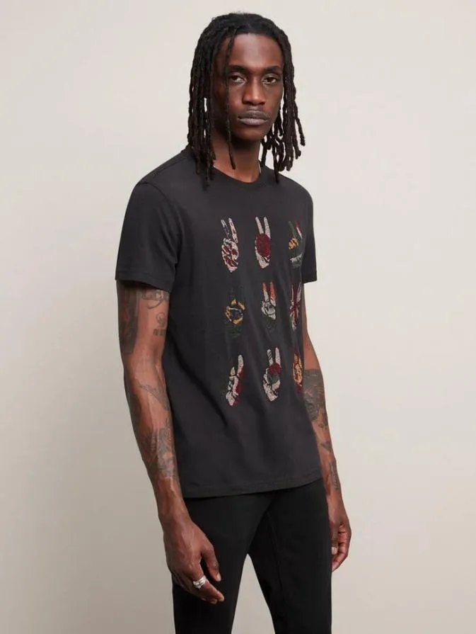 Men Graphic Tees John Varvatos MULTI PEACE HAND TEE Black