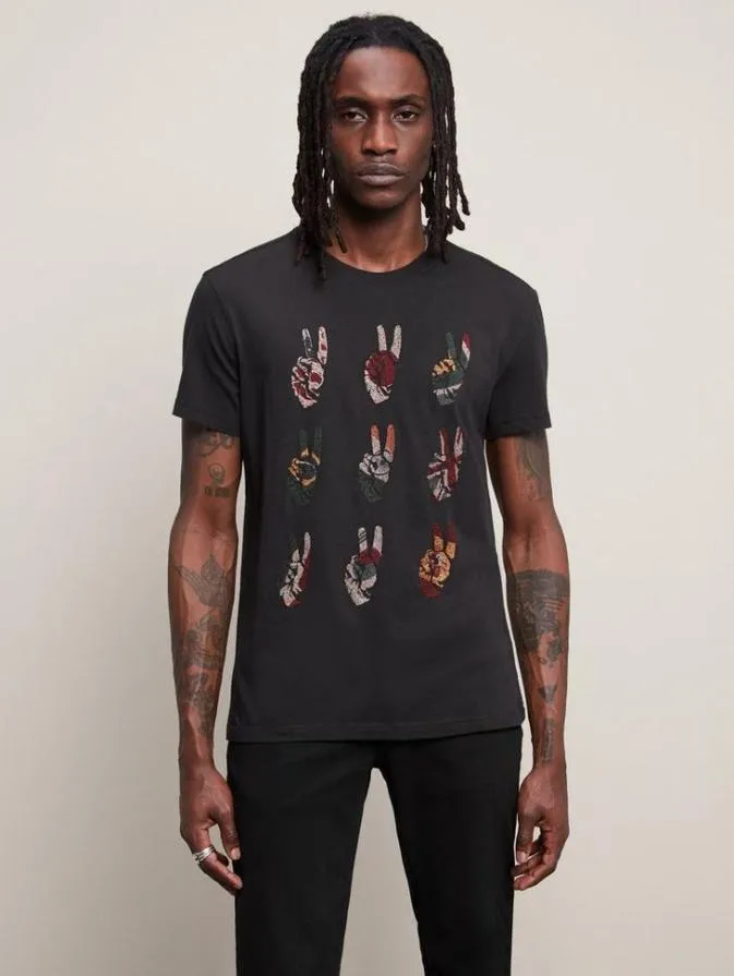 Men Graphic Tees John Varvatos MULTI PEACE HAND TEE Black