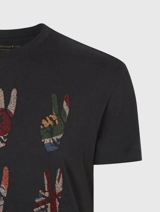 Men Graphic Tees John Varvatos MULTI PEACE HAND TEE Black