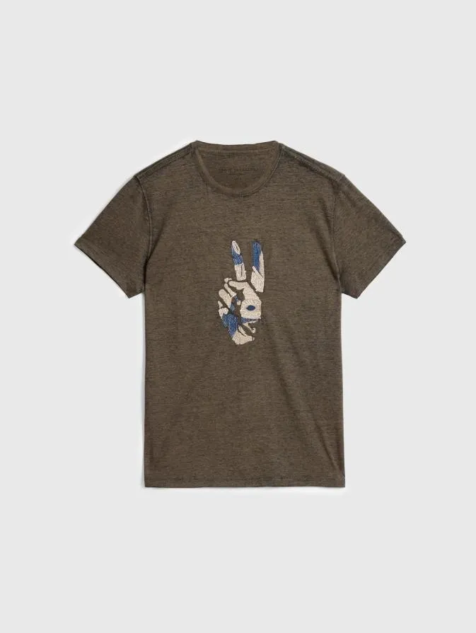 Men Graphic Tees John Varvatos PEACE EMBROIDERY TEE Olive