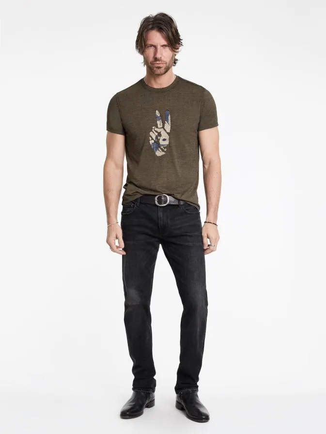 Men Graphic Tees John Varvatos PEACE EMBROIDERY TEE Olive