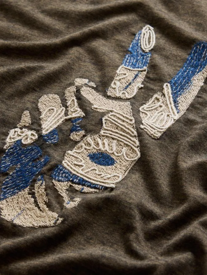 Men Graphic Tees John Varvatos PEACE EMBROIDERY TEE Olive