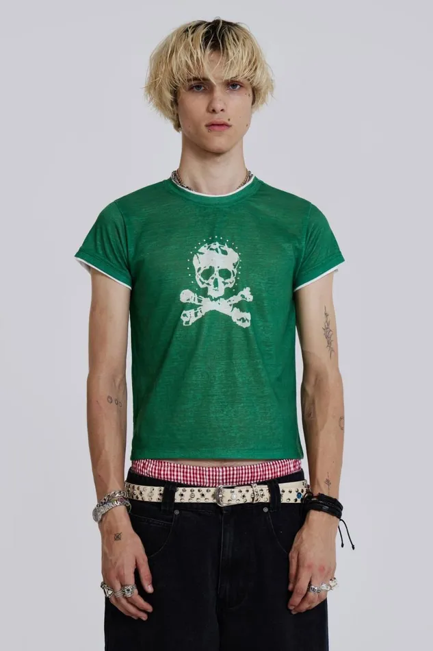 Men Green Skull Tshirt Jaded London TShirts and Vests