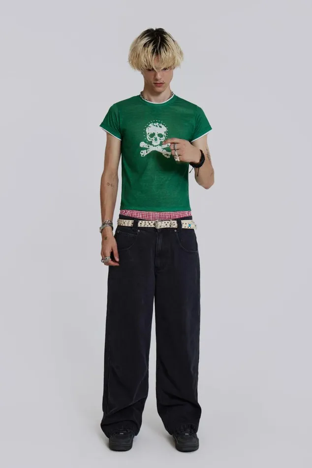Men Green Skull Tshirt Jaded London TShirts and Vests