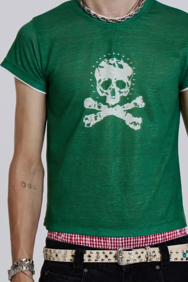 Men Green Skull Tshirt Jaded London TShirts and Vests