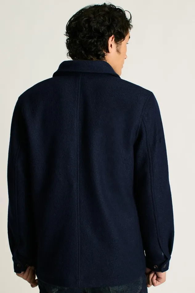 Men Italian Brushed Wool Chore Jacket Navy Blue Bonobos Jackets and Coats