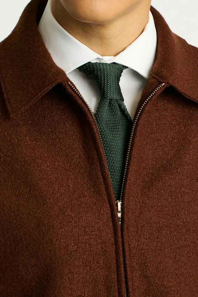 Men Italian Brushed Wool Deck Jacket Brown Rust Bonobos Jackets and Coats
