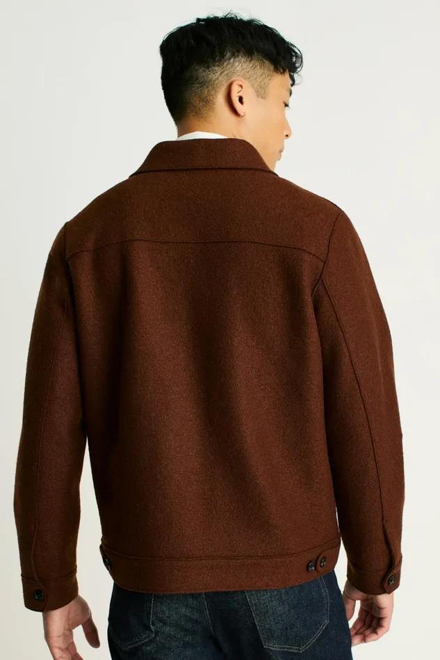 Men Italian Brushed Wool Deck Jacket Brown Rust Bonobos Jackets and Coats