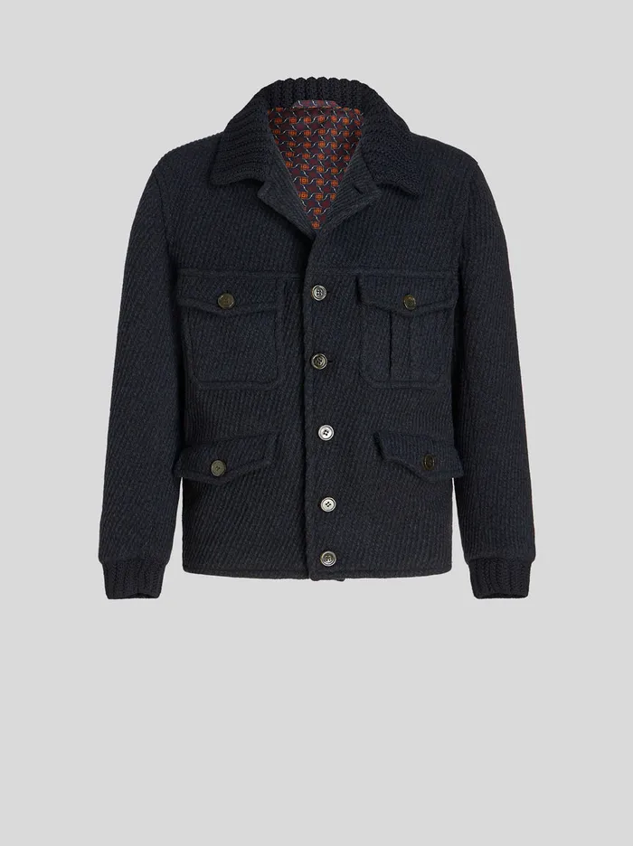 Men Jacket With Knitted Inserts Etro Coats And Outerwear