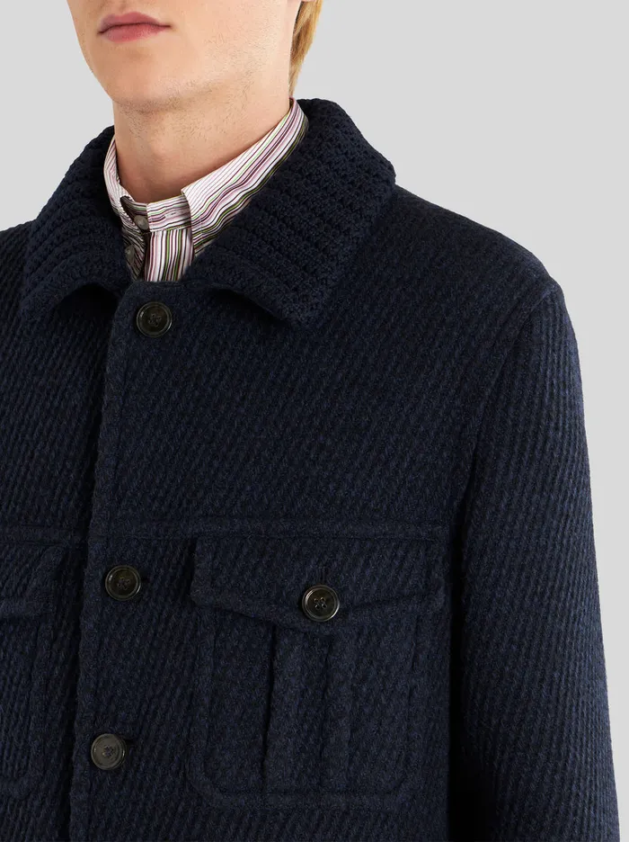 Men Jacket With Knitted Inserts Etro Coats And Outerwear