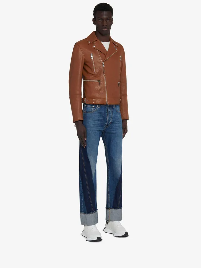 Men Jackets Alexander McQueen Leather Biker Jacket Tobacco