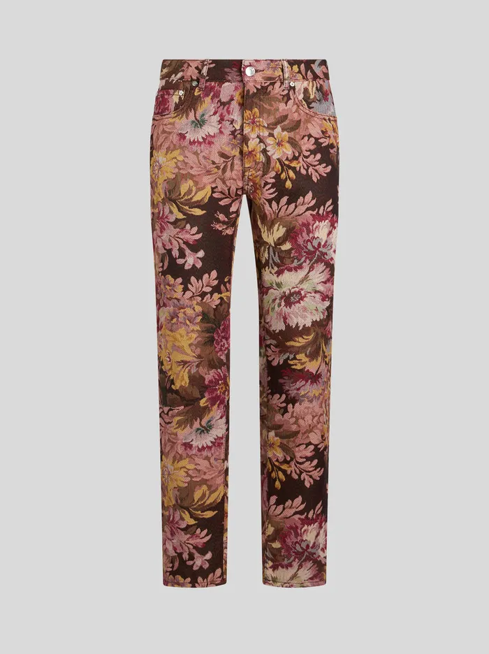 Men Jacquard Jeans Etro Trousers